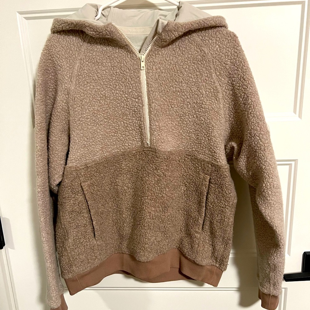 Outdoor Voices Womens Sweater Mega Fleece 1/2 Zip Hoodie Wool Blend